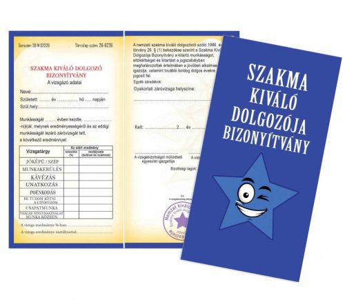 Szakma kiváló dolgozója bizonyítvány