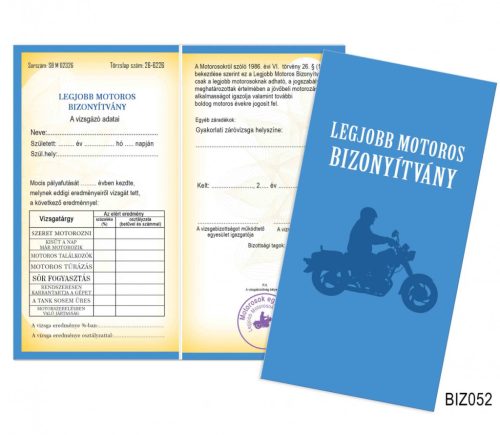 Legjobb Motoros bizonyítvány