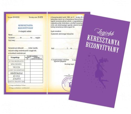 Legjobb Keresztanya Bizonyítvány