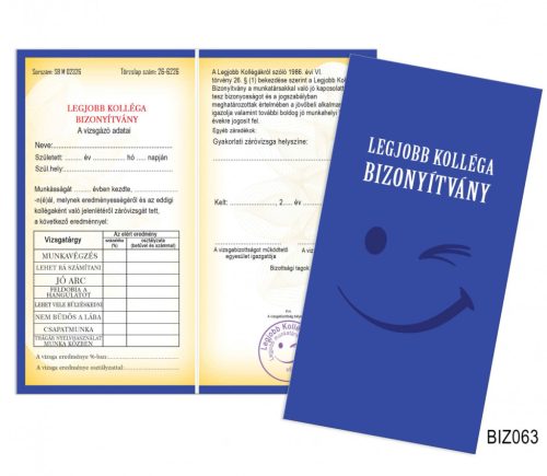 Legjobb Kolléga Bizonyítvány