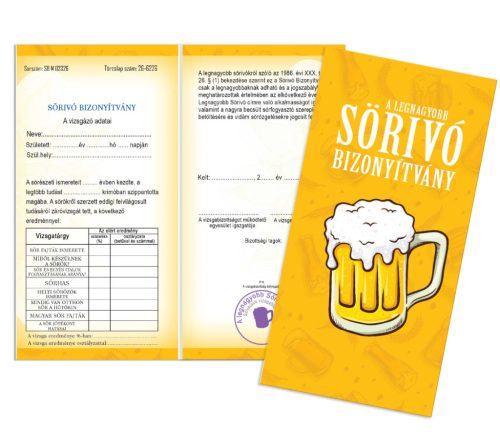 Sörivó Bizonyítvány