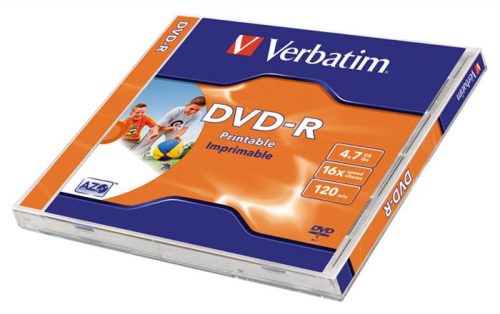 DVD-R lemez, nyomtatható, matt, ID, 4,7GB, 16x, 1 db, normál tok, VERBATIM