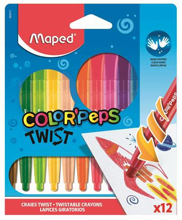 Zsírkréta, kitekerhető, MAPED "Color'Peps", 12 különböző szín