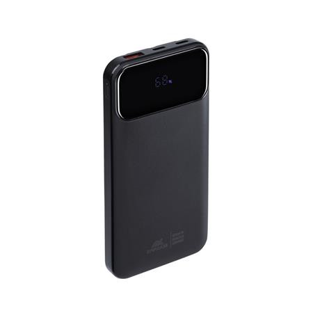 Hordozható akkumulátor, beépített kábellel, 10000mAh, RIVACASE "VA2211", fekete