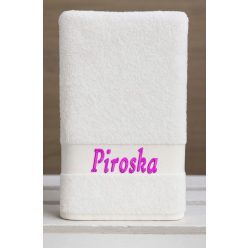 Egyedi névvel hímzett törölköző/Fehér pink