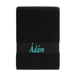 Egyedi névvel hímzett törölköző/Fekete türkiz