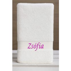   Egyedi névvel hímzett törölköző/Fehér pink Classic Charm