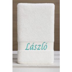   Egyedi névvel hímzett törölköző/Fehér türkiz Classic Charm