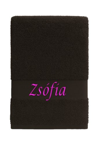Egyedi névvel hímzett törölköző/Fekete pink Classic Charm