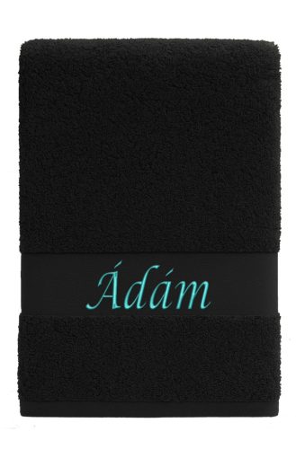 Egyedi névvel hímzett törölköző/Fekete türkiz Classic Charm