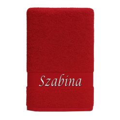 Egyedi névvel hímzett törölköző/Piros Classic Charm