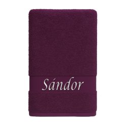   Egyedi névvel hímzett törölköző/Plum lila Classic Charm