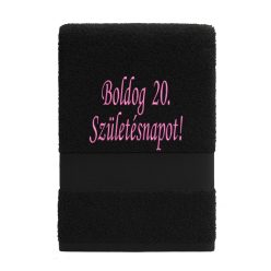   Egyedi hímzett törölköző – Boldog Születésnapot!/Fekete pink