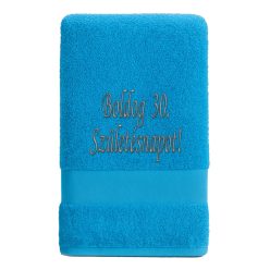   Egyedi hímzett törölköző – Boldog Születésnapot!/Karibi kék