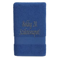   Egyedi hímzett törölköző – Boldog Születésnapot!/Királykék
