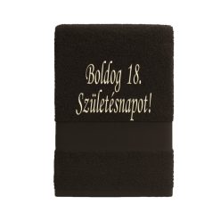   Egyedi hímzett törölköző – Boldog Születésnapot!/Sötétbarna