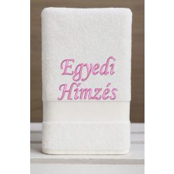   Törölköző hímzéssel – saját névvel vagy szöveggel/Fehér pink
