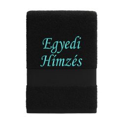   Törölköző hímzéssel – saját névvel vagy szöveggel/Fekete türkiz