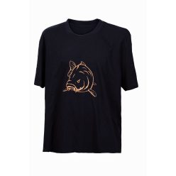 Ponty mintás hímzett fekete póló