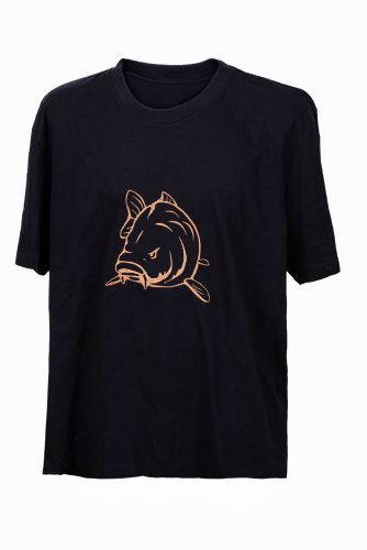 Ponty mintás hímzett fekete póló