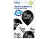 Black White Happy Birthday léggömb, lufi 6 db-os 12 inch (30cm)