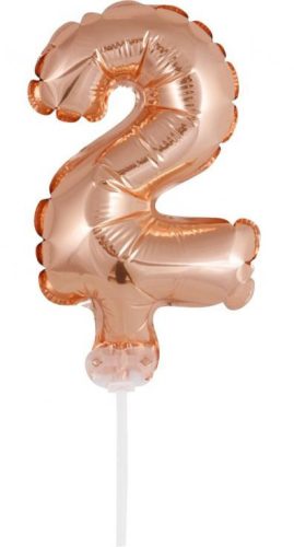 Rose Gold 2-es szám fólia lufi tortára 13 cm