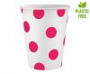 Vörös Magenta Polka Dots papír pohár 6 db-os 250 ml