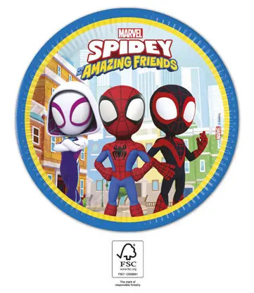 Pókember Spidey papírtányér 8 db-os 23 cm FSC