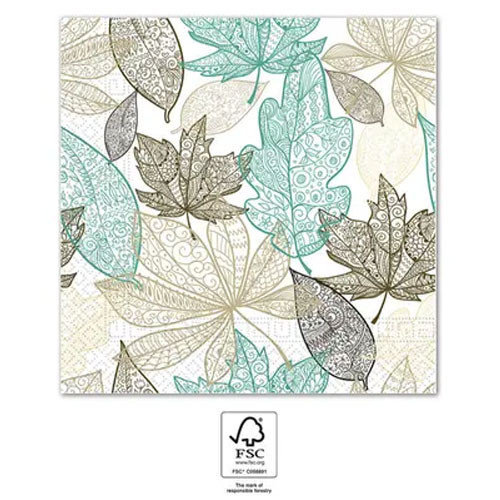 Levél Wide Leaves szalvéta 20 db-os 33x33 cm FSC