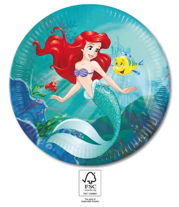 Disney Hercegnők, Ariel Curious papírtányér 8 db-os 23 cm FSC