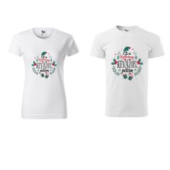 Karácsonyi kávézós női, férfi fehér póló