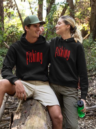 Fishing unisex kapucnis fekete pulóver