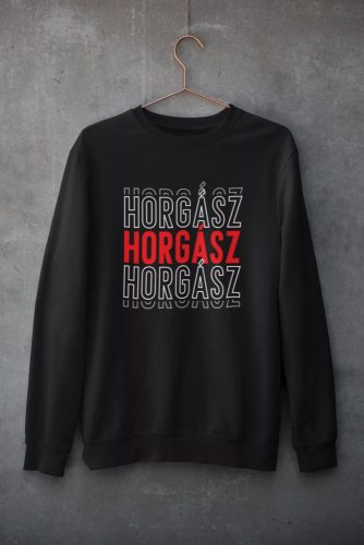 Horgász  unisex pulóver fekete