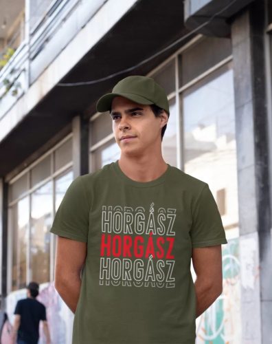Horgász  férfi military póló