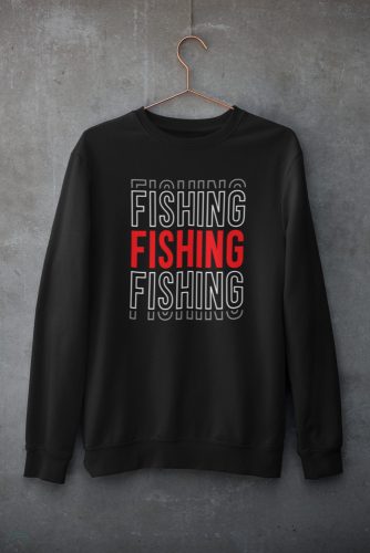 FISHING unisex kapucnis fekete pulóver