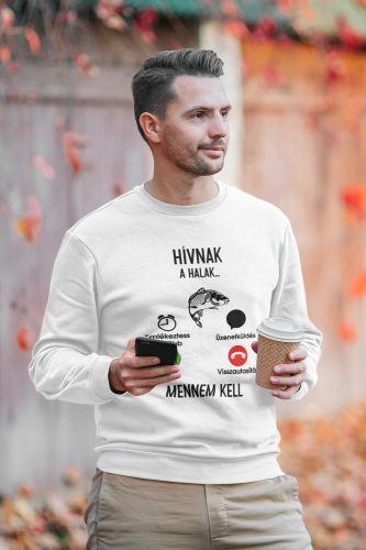 Hívnak a halak unisex pulóver fehér