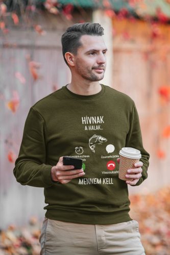 Hívnak a halak unisex pulóver military