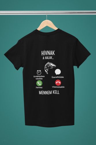 Hívnak a halak férfi fekete póló