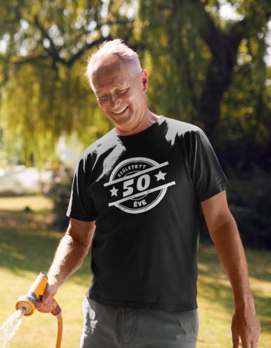 Született 50 éve fekete póló/Feliratozható!