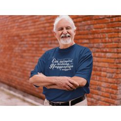 Gyönyörű kislány nagypapája kék póló