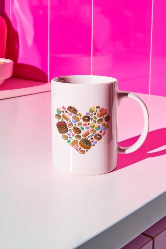 Szív mintájú bögre cukrászoknak