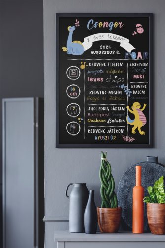 Születésnapi dinoszauruszos egyedi emlékőrző