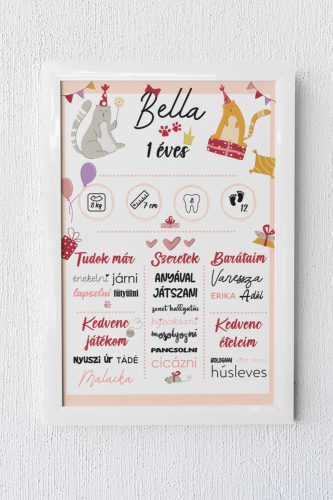 Születésnapi cicás egyedi emlékőrző