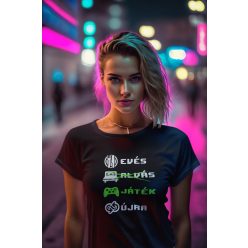 Evés, alvás, játék, újra fekete póló