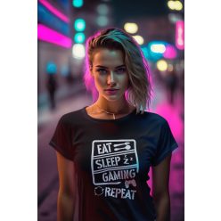 Eat sleep game repeat fekete póló