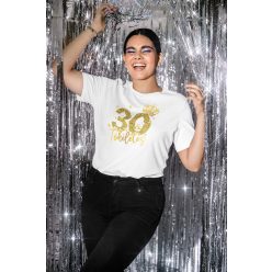   Születésnapi glitteres fehér póló számmal/Feliratozható!