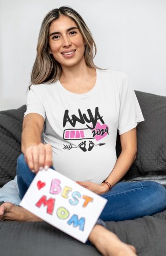 Anya leszek rózsaszín egyedi dátummal fehér póló