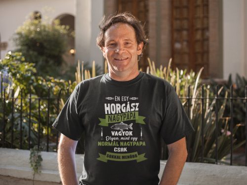 Horgász nagypapa fekete póló