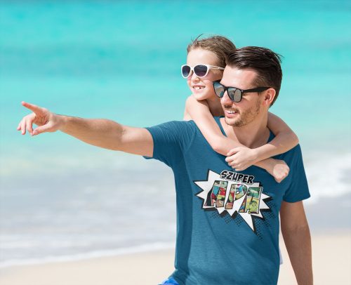 Szuper Apa sötétkék póló