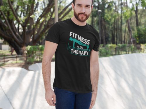 Fitness is my therapy fekete póló